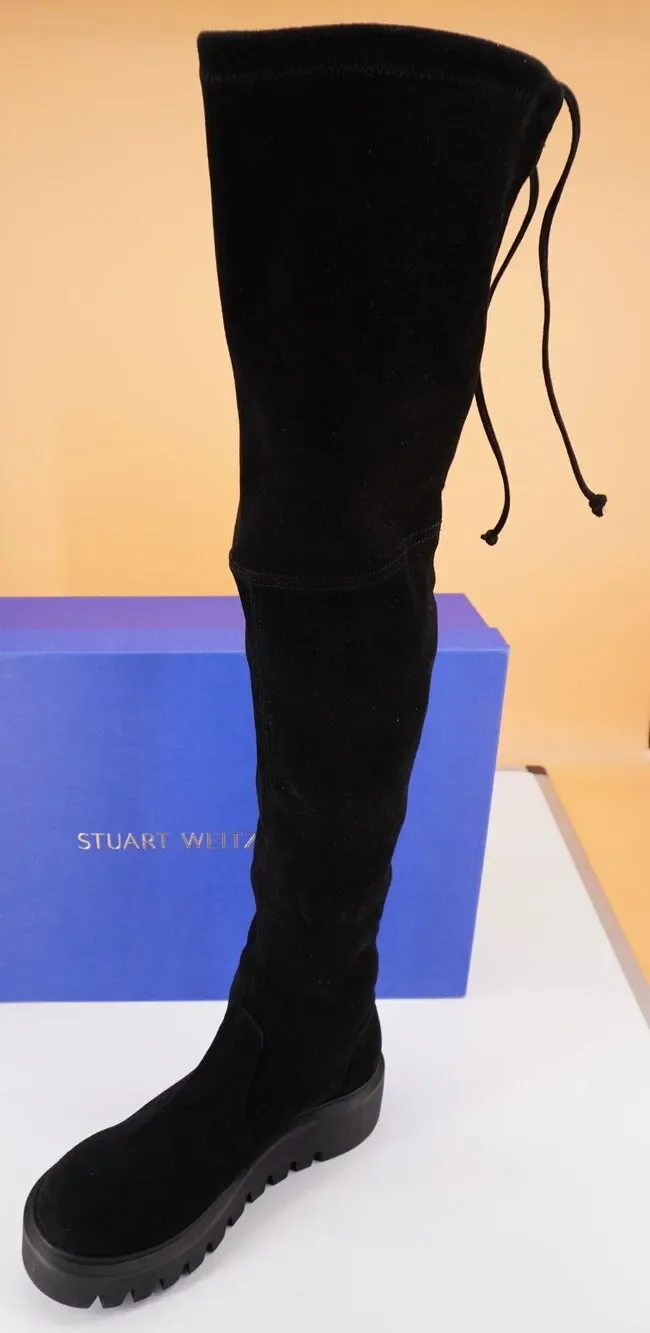 Stuart Weitzman Chalet City Lug Sole Over-the-Knee Boot SZ 6 Black Tie NIB $950